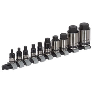 Sealey Hex Socket Bit Set 10pc Stubby 1/4&quot; 3/8&quot; & 1/2&quot;Sq Drive Black Series - AK6229B