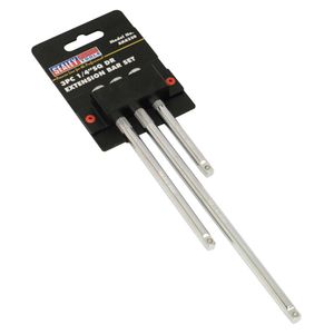 Sealey Premier Extension Bar Set 3pc 1/4&quot;Sq Drive - AK6330