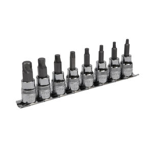 Sealey Hex Socket Bit Set Lock-On 8pc 3/8&quot;Sq Drive - Imperial - AK65603
