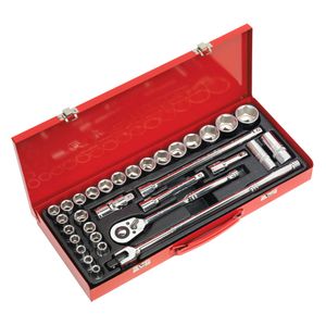Sealey Socket Set 32pc 1/2&quot;Sq Drive 6pt WallDrive - DuoMetric - AK693