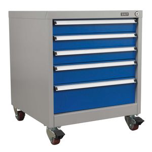 Sealey Mobile Industrial Cabinet 5 Drawer w/ 3 SML Drawers, 1 M Drawer, 1 L Drawer
