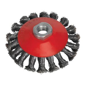 Sealey Conical Wire Brush 100mm Diameter M10 x 1.5mm - CWB100