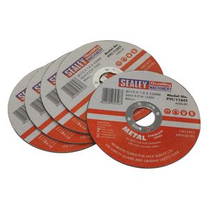 Sealey Cutting Disc Ø115 x 1.6mm 22mm Bore - Pack of 5 - PTC/115CT5