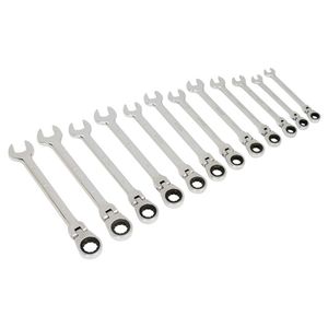 Siegen Flexible Head Ratchet Combination Spanner Set 12pc Metric - S0635