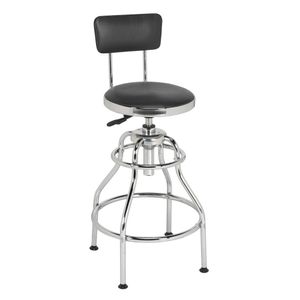 Sealey Workshop Stool Pneumatic with Adjustable Height Swivel Seat and Back Rest