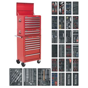 Sealey Tool Chest Combi 14 Drawer w/ Ball Bearing Runners - Red & 1179pc Tool Kit