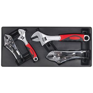 Sealey Tool Tray with Locking Pliers and Adjustable Wrench Set 4pc - TBT04