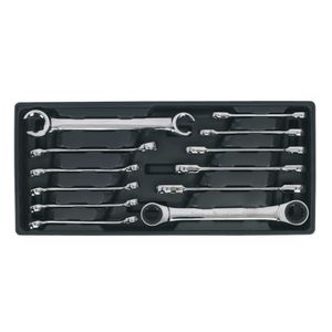 Sealey Tool Tray with Flare Nut and Ratchet Ring Spanner Set 12pc - TBT13