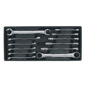 Sealey Tool Tray with Flare Nut and Ratchet Ring Spanner Set 12pc - TBT13
