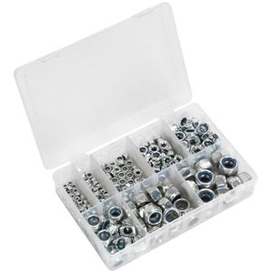 Sealey Nylon Lock Nut Assortment 255pc M4-M16 DIN 985 - AB033LN