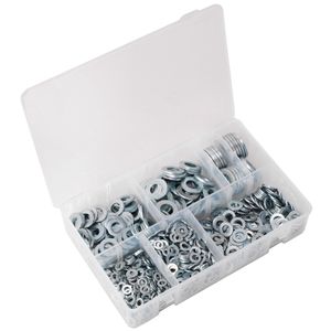 Sealey Flat Washer Assortment 1070pc M5-M16 Form A Metric DIN 125 - AB055WA