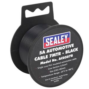 Sealey Automotive Cable 5A 7mtr Black - AC0507B
