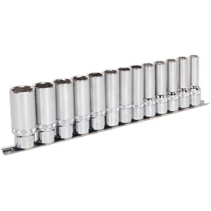 Sealey Socket Set 13pc 1/2&quot; sq Drive Deep Lock-On 6pt Metric - AK2745