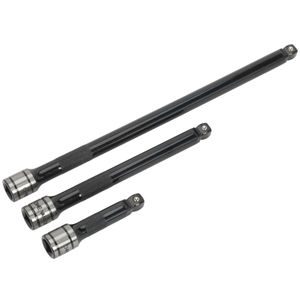 Sealey Wobble/Rigid Extension Bar Set 3pc 3/8&quot;Sq Drive Black Series - AK7691