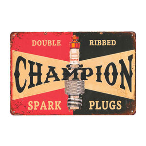 Demon Tweeks Vintage Metal Sign - Champion Spark Plugs