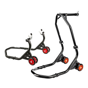 Warrior 4 Wheel Motorcycle Racing Head Paddock Stand & Rear Paddock Stand Bundle