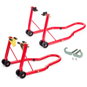 Warrior Motorcycle Front and Rear Paddock Stand with Bobbin Hooks Bundle