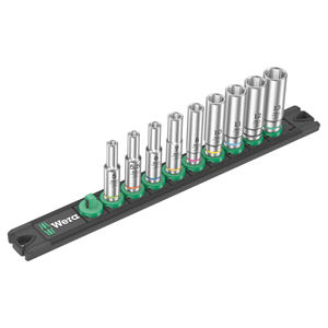 Wera 1/4&quot; Sq Drive A 1 Zyklop Deep Magnetic Socket Rail Set 9-Piece