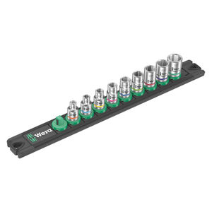 Wera 1/4&quot; Sq Drive A 1 Zyklop Imperial Magnetic Socket Rail Set 9-Piece