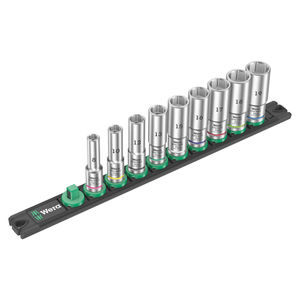 Wera 3/8&quot; Sq Drive B 1 Zyklop Deep Magnetic Socket Rail Set 9-Piece