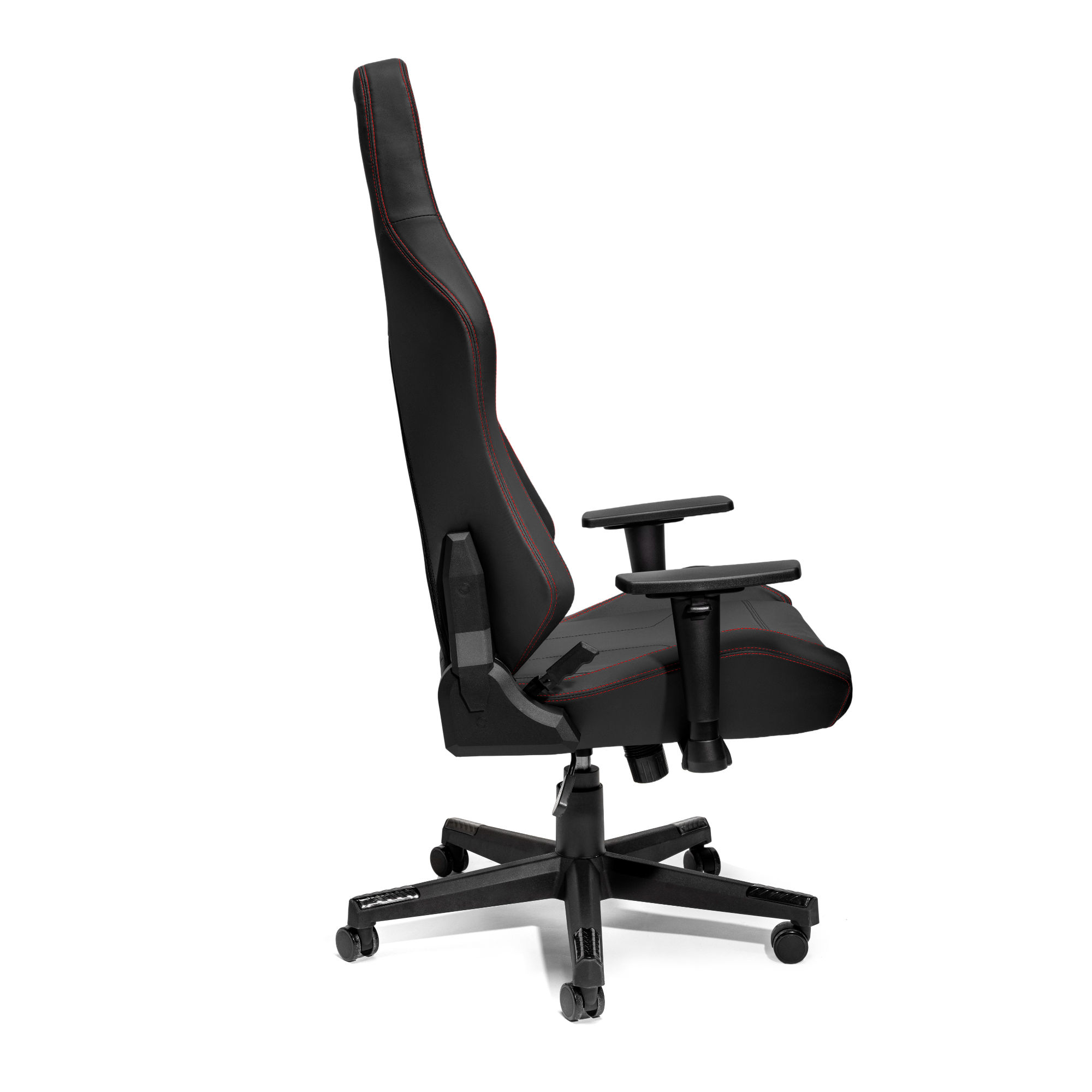 Black Sparco racing-style office chair viewed from side with adjustable armrests